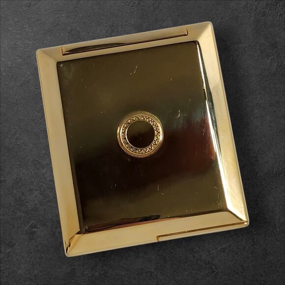 Vintage 1980s Vanity Set Art Deco Woman Compact & Lipstick Case NOS Glam Gold - Picture 4 of 16